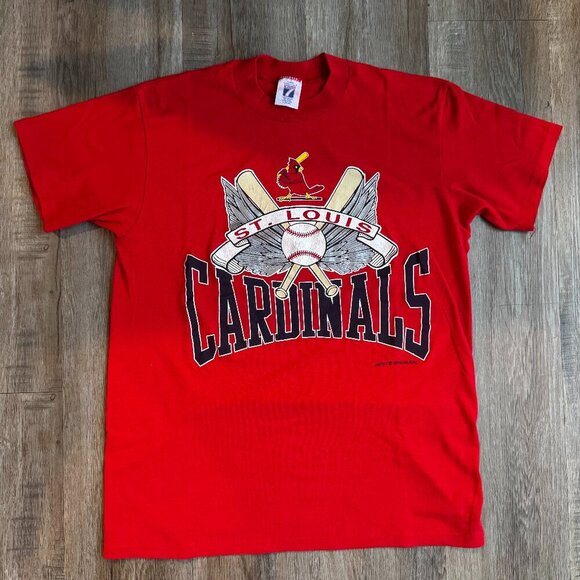 Vintage 80s St Louis Cardinals T-Shirt - Logo 7 size Large Single Stitch - Picture 1 of 4